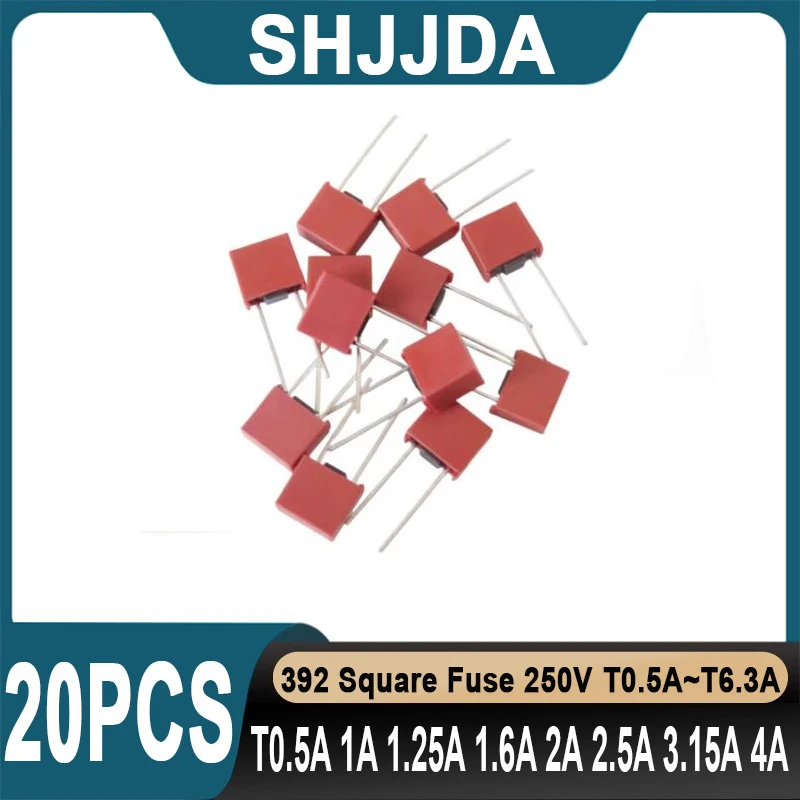 (20 pieces) 392 Fuse Square 250V T0.5A T1A T1.25A T1.6A T2A T2.5A T3.15A T4A T5A T6.3A T8A T10A 392 Fuse Power Fuse Slow Break