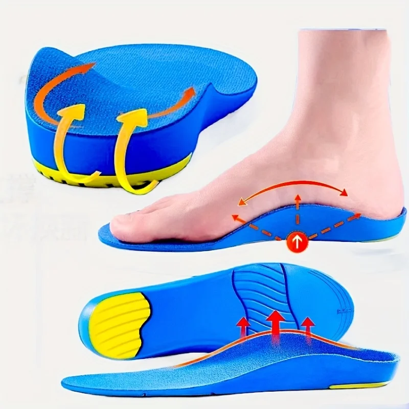 

1pair Unisex Arch Support Insoles with U-Shaped Heel Cushioning, Shock Absorption & Breathability - Soft Cushioned Insoles