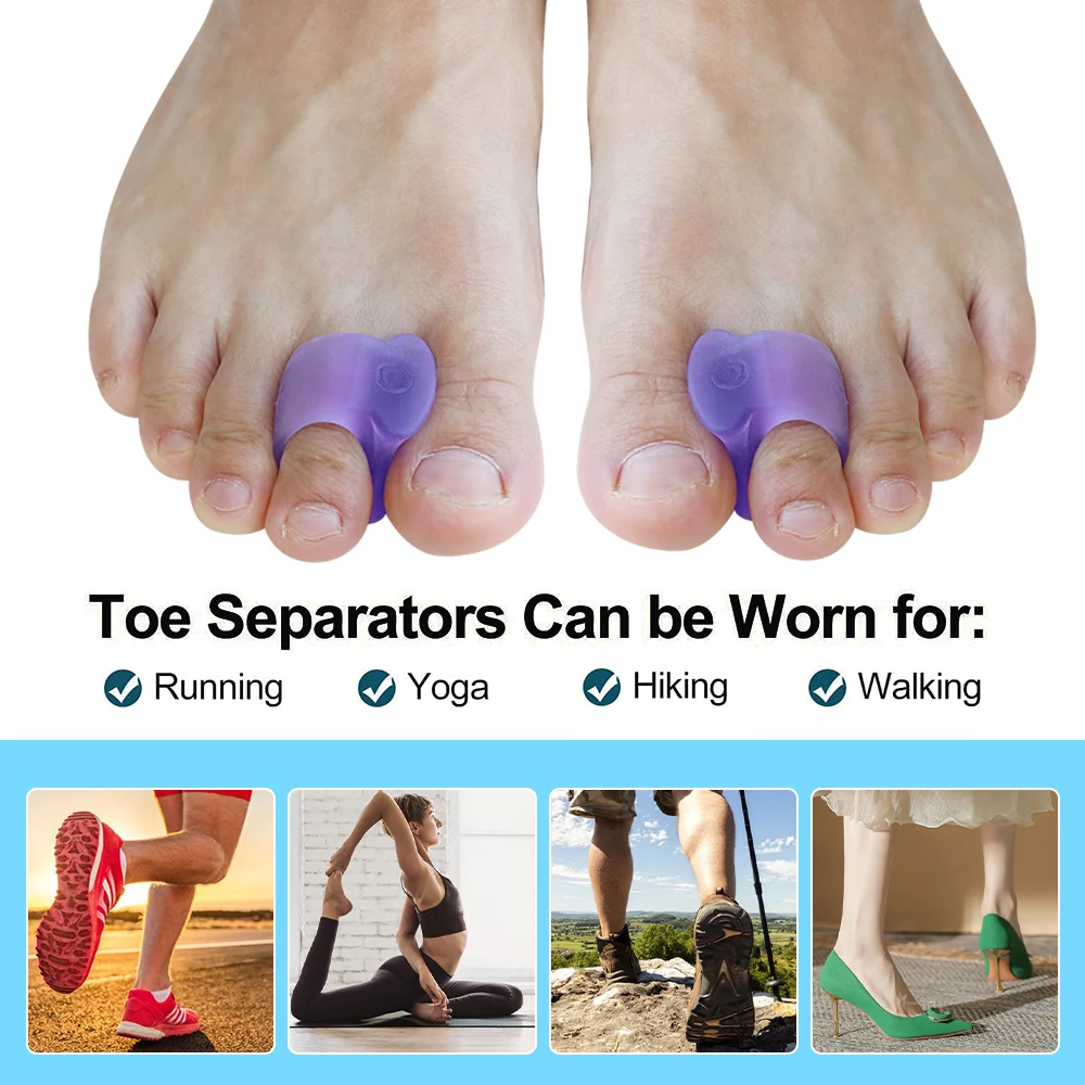 Pexmen 2PcsGel Toe Separator for Overlapping Toes Bunions Pads Big Toe Alignment Corrector Toe Spacer Foot Care Tool