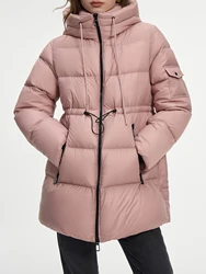 FSLE-Casaco com capuz feminino com uma mão, jaquetas com fio alto, estilo casual, rosa, quantidade de enchimento, inverno, 175G, 24FS14131