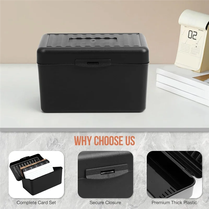 

AU61-3Inchx5inch Index Card Holder With Lock, Index Card Box Organizer Storage With , For Home Recipes Address Office