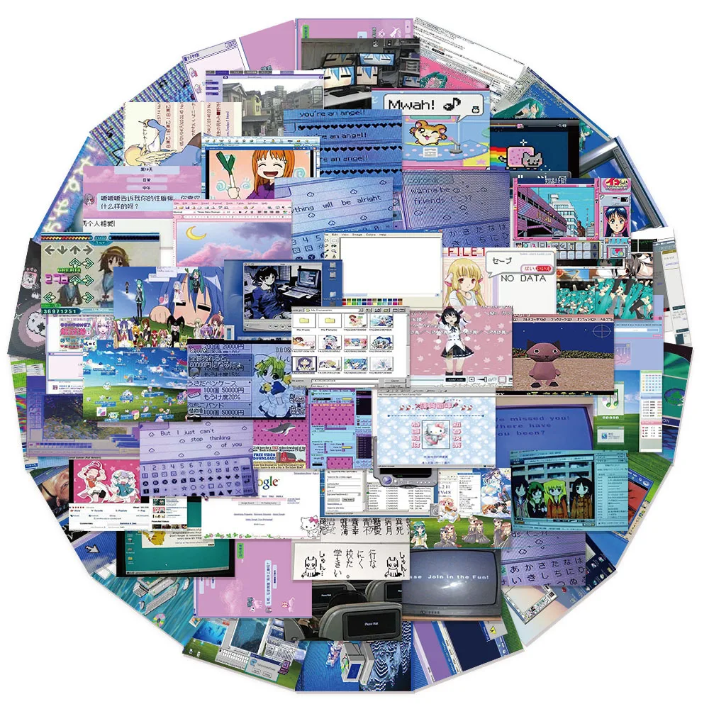 64Pcs Creative Webcore Ancient Poster Phone Case Decoration DIY Notebook Water Cup Desktop Personalized Stickers