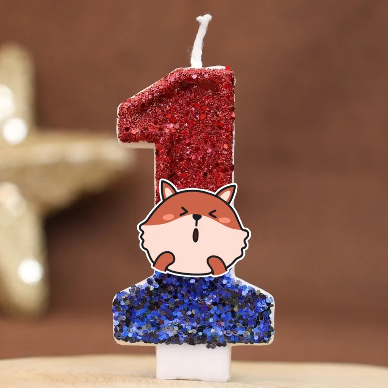 Cute Animals Digital Candle Number 0-9 Kids Happy Birthday Cake Decoration Supplies Cartoon Party Accessories Supplies