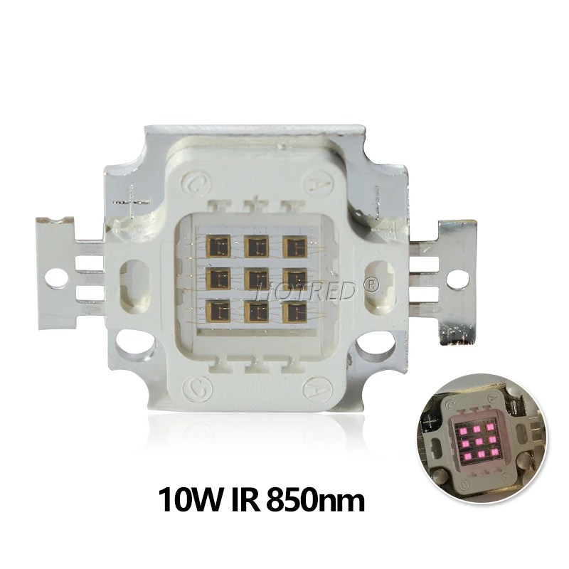 Imagem -05 - Chip Infravermelho Led de Alta Potência ir Luz Emissor Matriz para Câmera de Visão Noturna Faça Você Mesmo 10w 730nm 850nm 940nm 10w