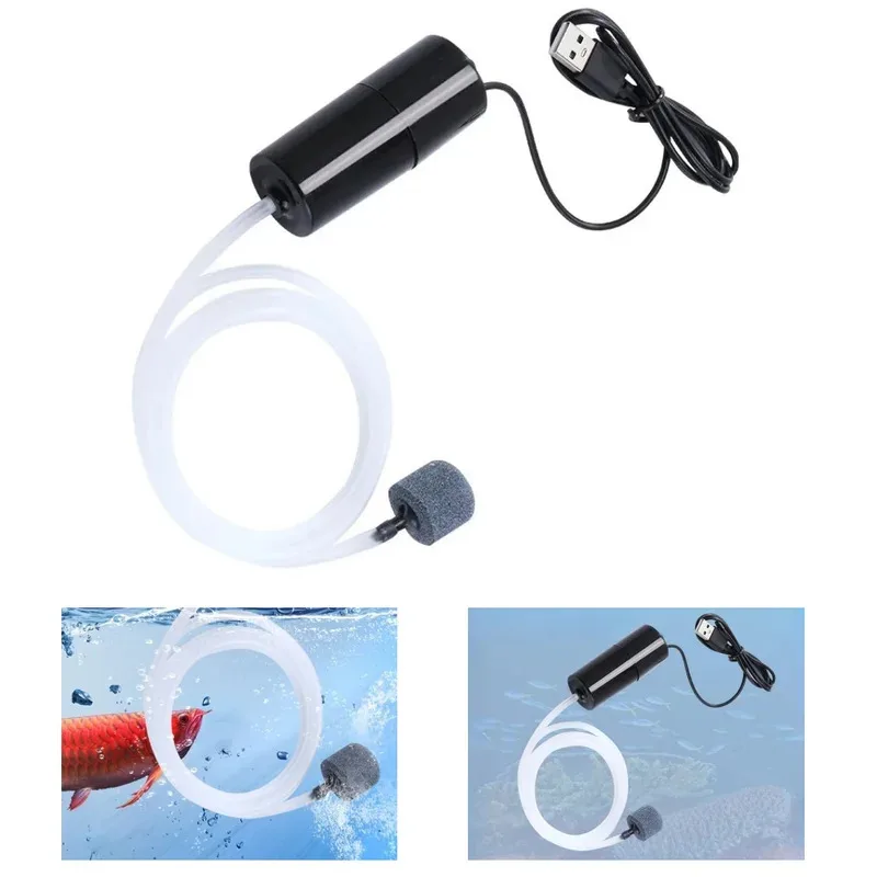 Bomba de aire de oxígeno para acuario, oxigenador pequeño USB para pecera, compresor de aire silencioso, Mini aireador, accesorios portátiles para pecera