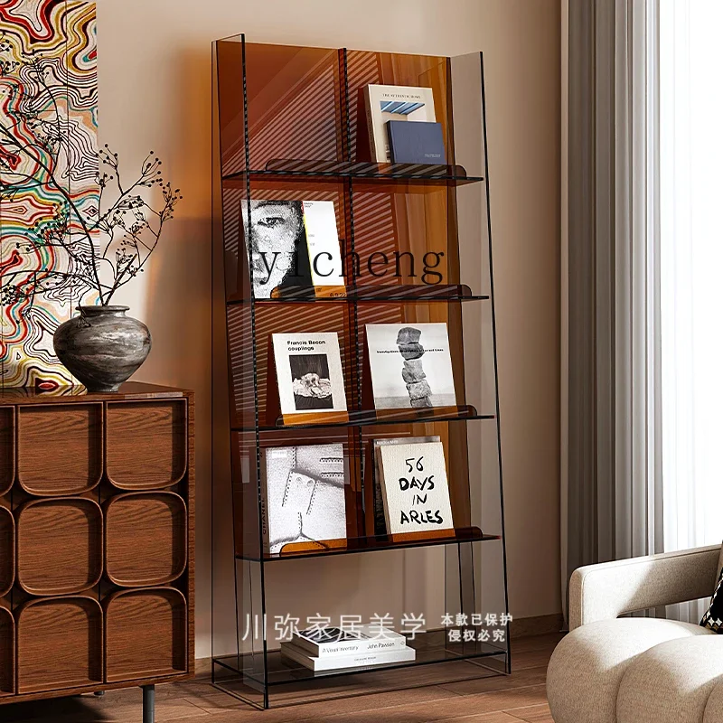 H27- acrylic floor-to-ceiling reading bookshelf, living room shelf, simple display shelf, newspaper storage