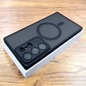 Casing Matte Mewah untuk Samsung Galaxy S25 S24 23 S22 Ultra Plus S23Ultra S24Ultra untuk Penutup Kaca Kamera Pengisi Daya Nirkabel Magsafe 12 pegangan kamera magsafe penjualan terbaik - №