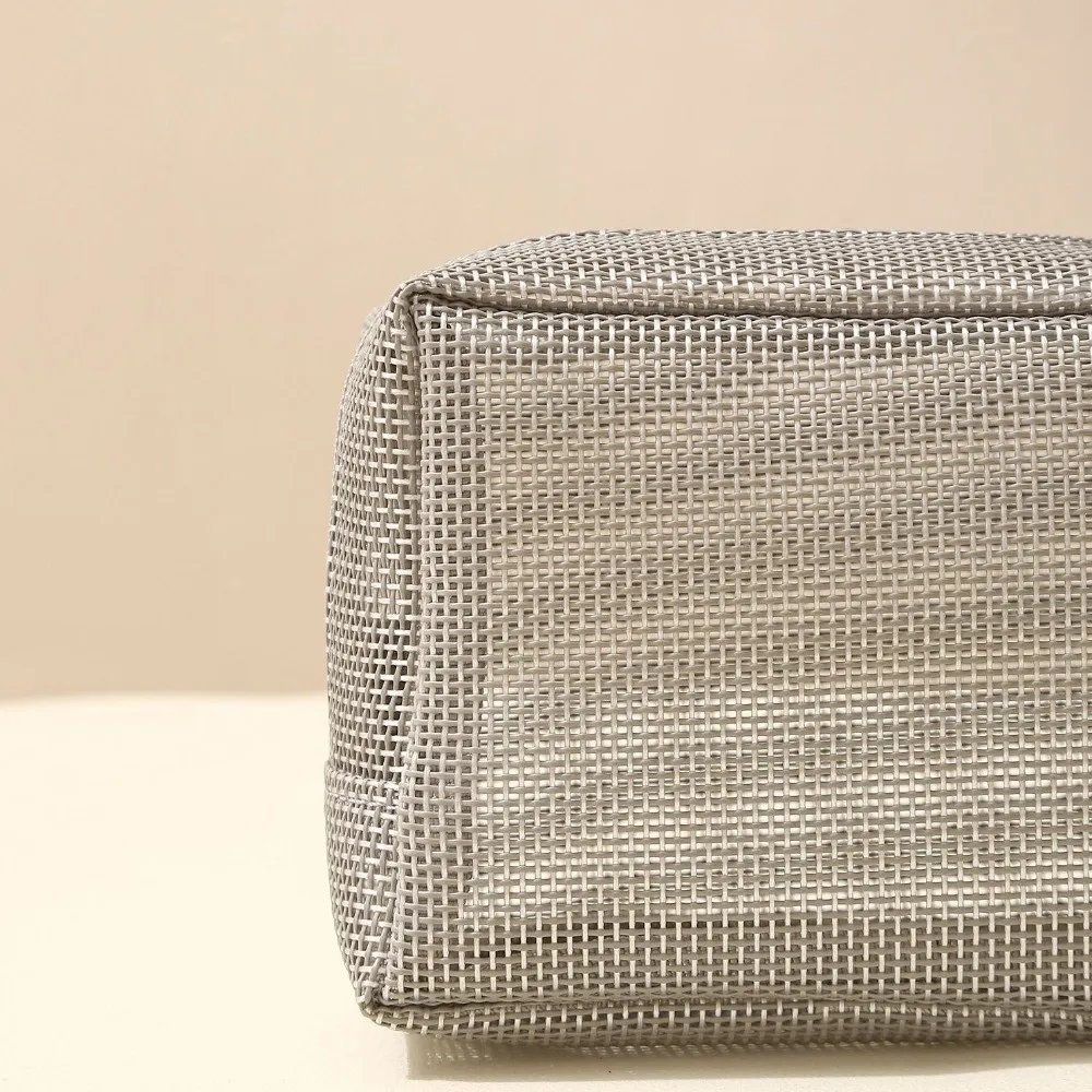 Tas Kosmetik Jala Portabel Kapasitas Besar Abu-abu dengan Resleting, Dompet Koin Persegi, Dilengkapi Pegangan, Tas Perlengkapan Mandi untuk Perjalanan