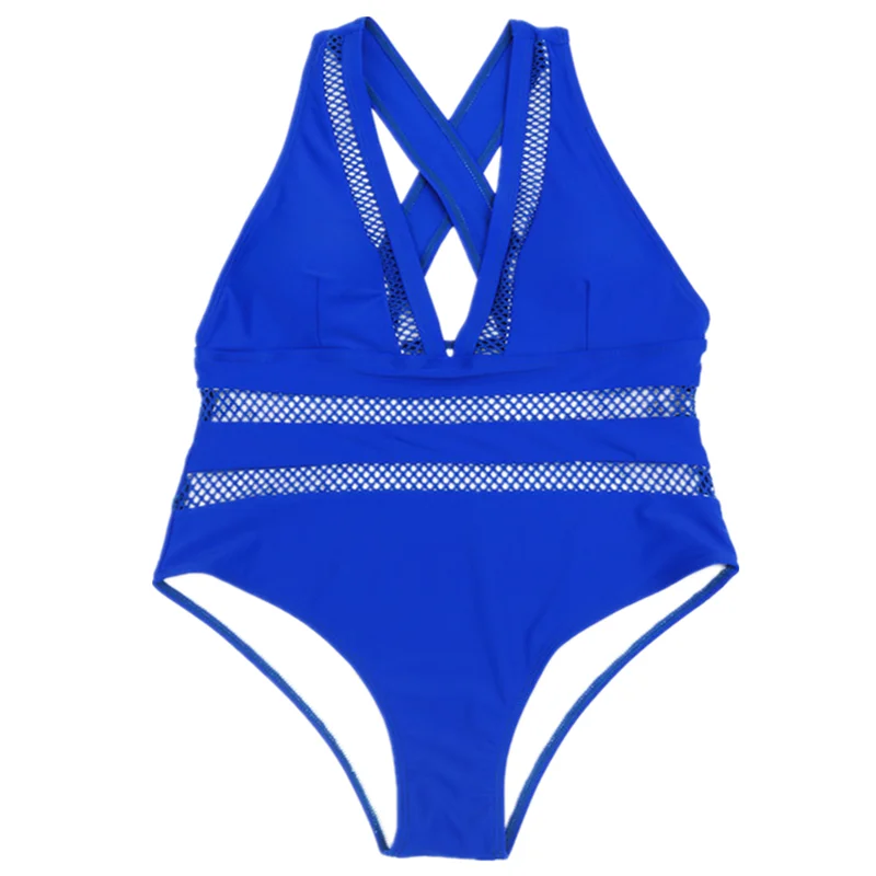 

2022 Solid Color Sexy Mesh Patchwork Swimsuit Women One Piece Swimsuit Women Push Up Monokini Swimwear Swimsuit Beachwear Women