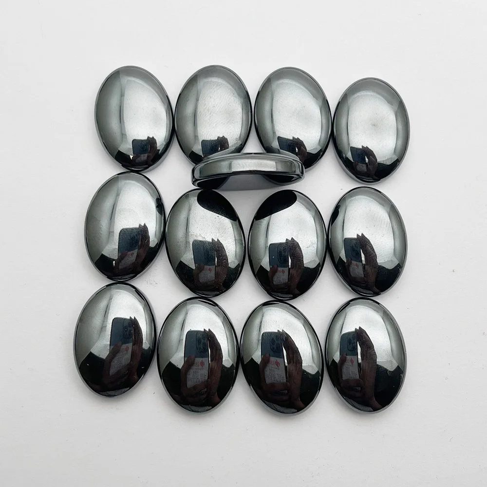 fashion Natural Stone Hematite oval cabochon 25x18MM no hole Bead for jewelry making Charm Ring Accessories 20Pc Good quality