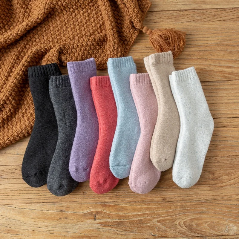 3 Pair Winter Women\'s Wool Socks Thickened Warm Cashmere Socks Super Thick Casual Terry Socks