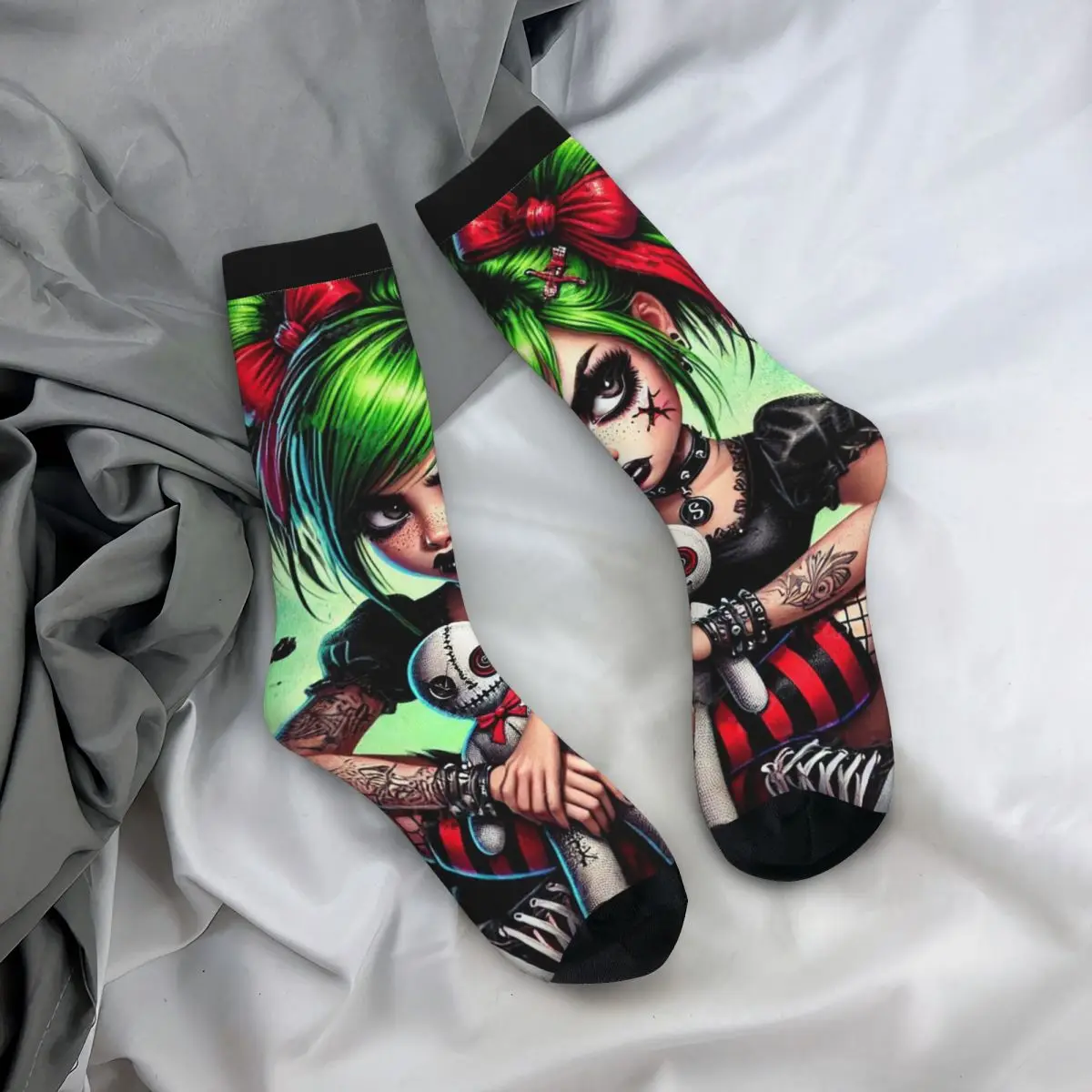 

Всесезонные чулки для экипажа, носки с рисунком зомби для девочек и кукол, модные длинные носки, аксессуары для мужчин и женщин, рождественские подарки