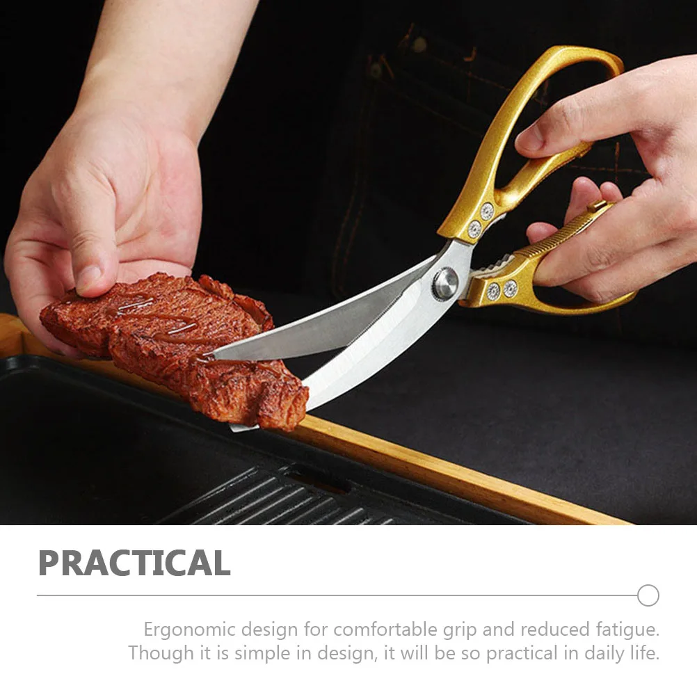 

1pc Kitchen Scissor Stainless Steel Blade Ergonomic Design For Bbq Chicken Bone Cutting Multi-Function Food Shear