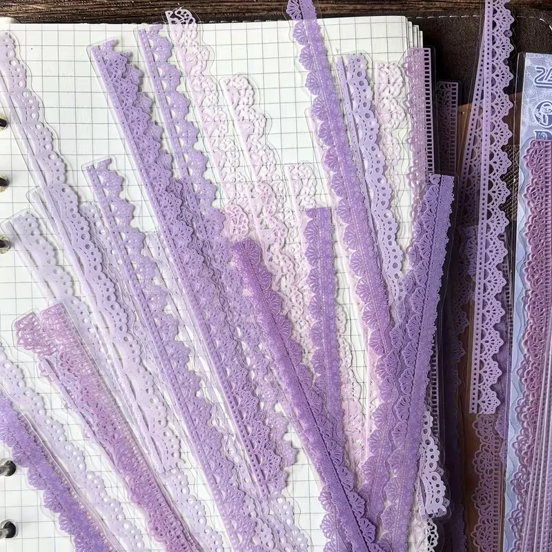 1 Packung (40 Stück) – weiche, dekorative Aufkleber in Blumenmuster, die an Spitze erinnern – selbstklebend. Geeignet für Vintage-Scrapbooks und die Herstellung von Karten. – Detail 2