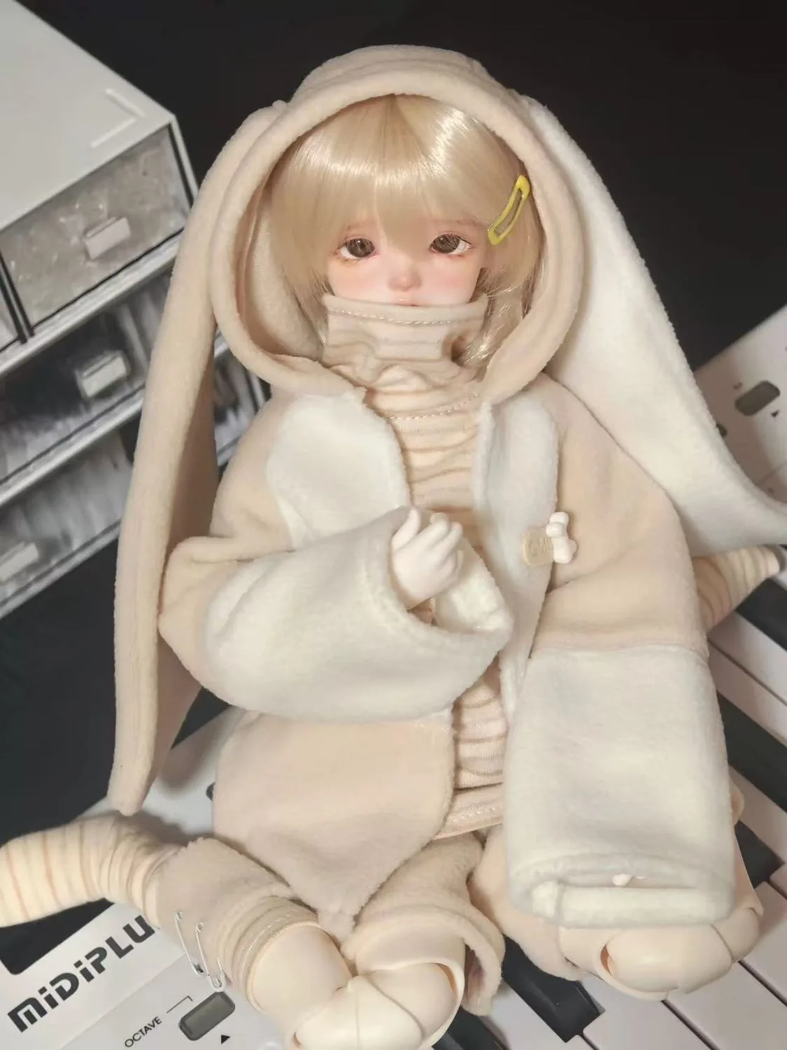 BJD doll clothes suitable for 1/4  size Cute color block winter clothes doll accessories (4 points)