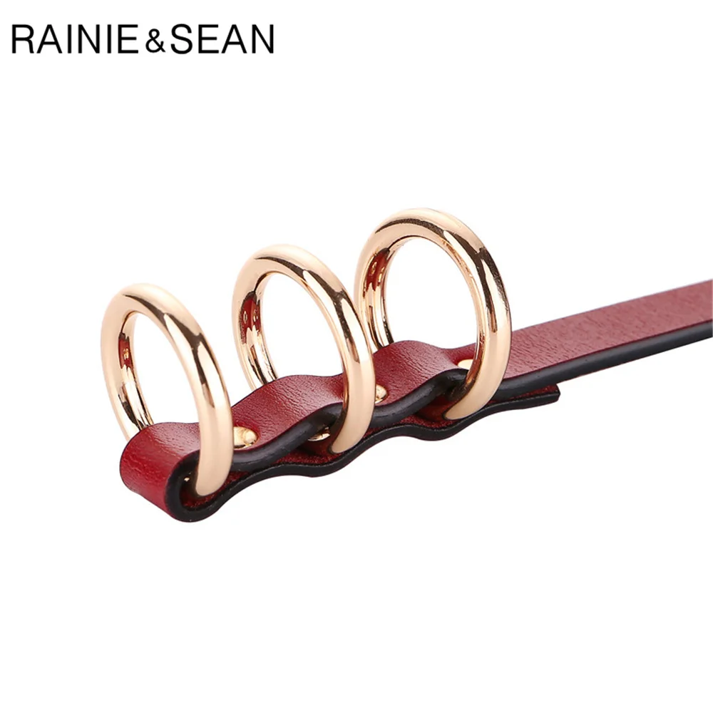 RAINIE SEAN Black Women Belt Fashion Self Tie Waist Belt Genuine Leather Knot Thin Strap Ladies Belt for Dresses Accessories