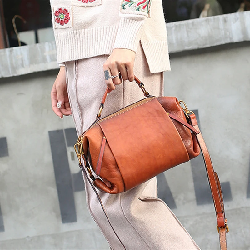 

Nesitu High Quality Vintage Brown Coffee Grey Green Top Grain Genuine Leather Small Women Handbag Shoulder Messenger Bag M1966