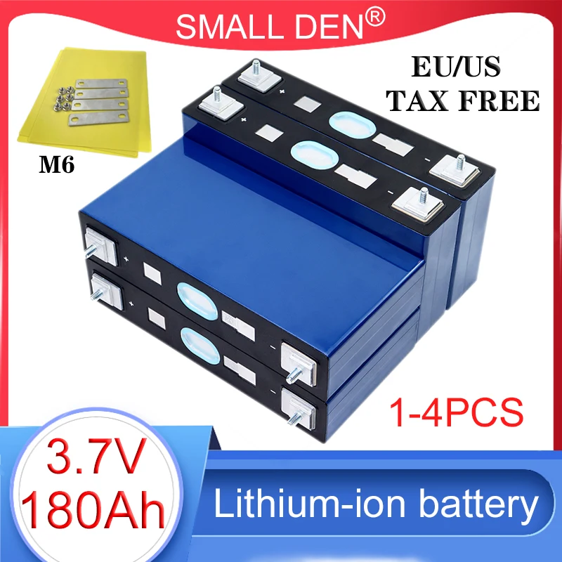 1-4pcs New 3.7V 180Ah Lithium battery real capacity diy 12v 24v Electric car RV Yacht Solar light Rechargeable battery Tax-Free