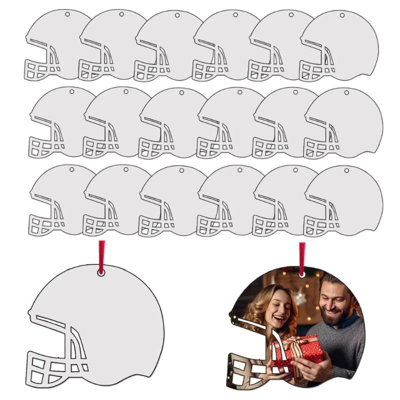 20PCS Sublimation Blank Hangings Helmet Ear Clip Unfinished DIY Heat Transfer Decorations for Sports Activity 40GB