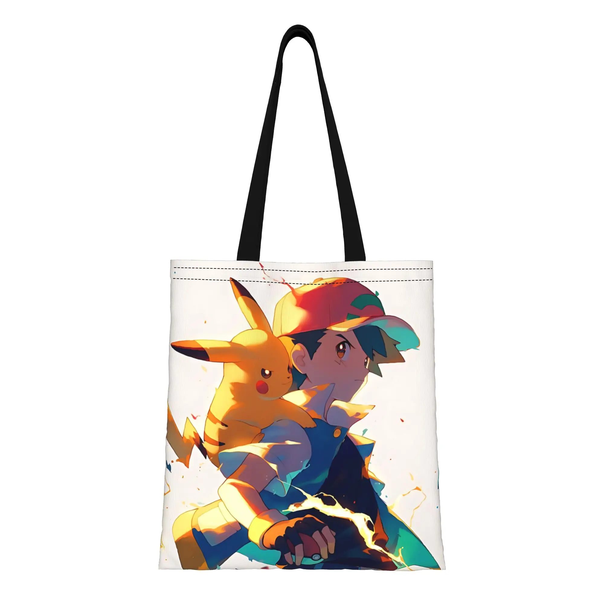 

1PC back to school pokemon funny cute Pikachu Canvas funko Canvas Tote Bag Women'S Shoulder Handbag