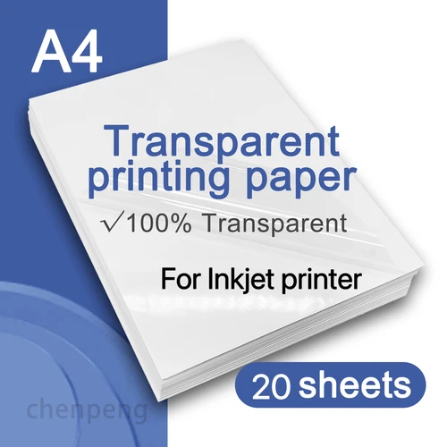 Imagen 1 del producto Papel adhesivo de vinilo imprimible para impresora de inyección de tinta A4, papel de calcomanía impermeable transparente, blanco brillante mate, 20 piezas