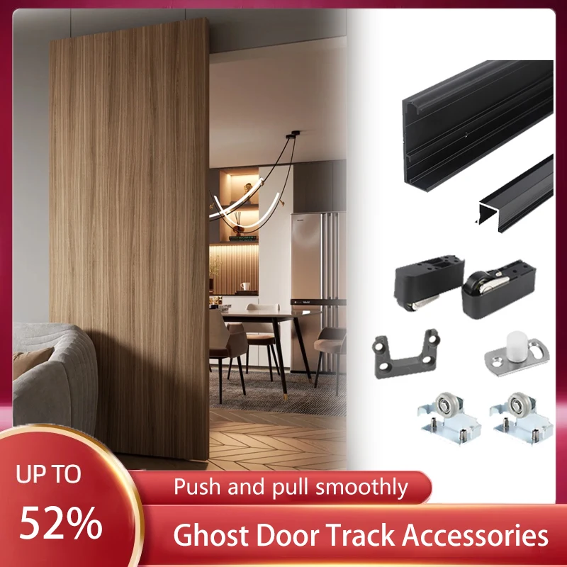 

Invisible Hidden Trackless Ghost Door Sliding Track Kitchen Bedroom Bathroom Sliding Door Wooden Aluminum Frame Door Hardware