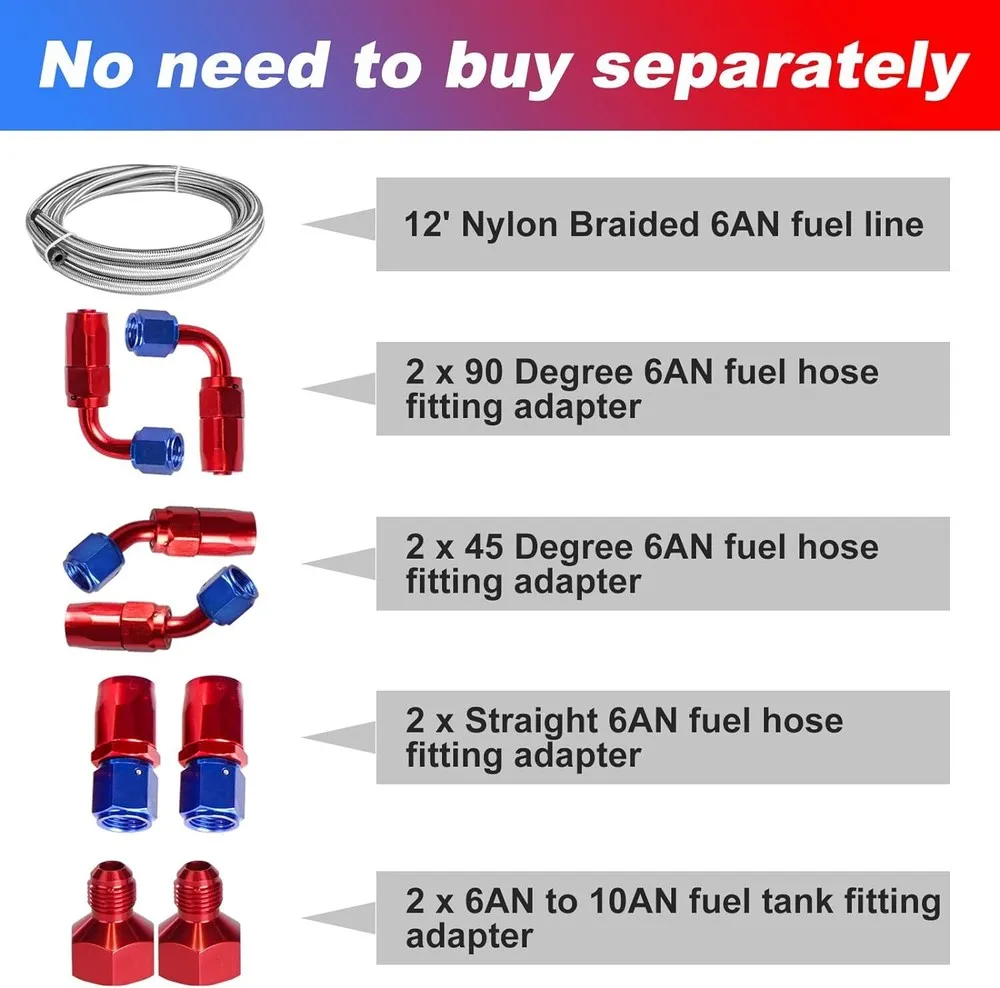 Serbatoio del gas da 80 litri con cella di carburante da 20 galloni con mittente di livello e kit linea carburante 6AN 12FT