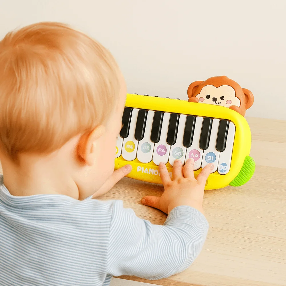 Piano Electrónico de plástico para niños, luces de juguete, sonido Montessori, teclado de Piano de bolsillo, juguete de simulación, instrumentos musicales