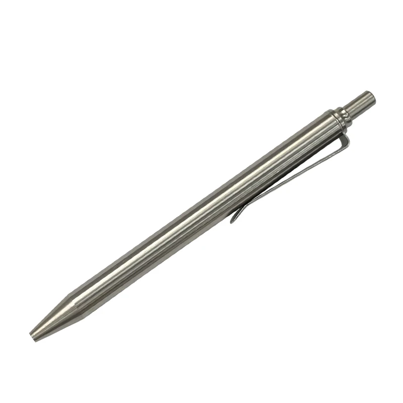 Outdoors Writing Tools EDC Stainless Steel Cylindrical Click Pen Ballpoint Pen