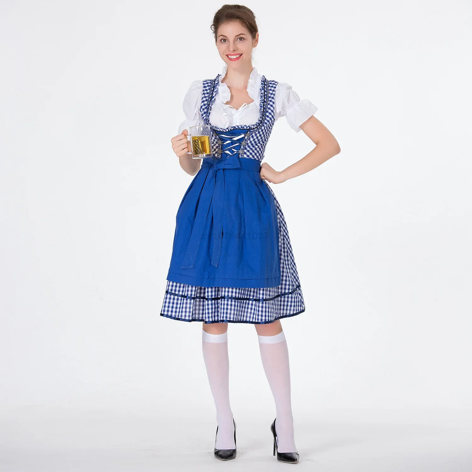 New Women German Traditional Oktoberfest Costume Lady Classic BavarianDress Suit for Halloween Carnival Fancy Maid Dress