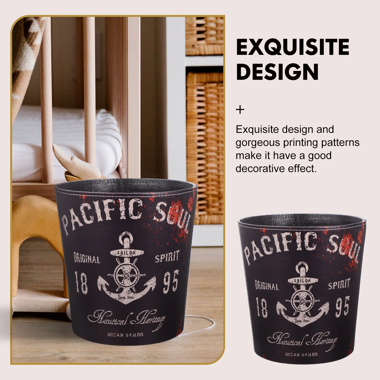 

British Style Storage Bucket No Cover For Home Office Decorative Waste Container Trash Can Garbage Bin