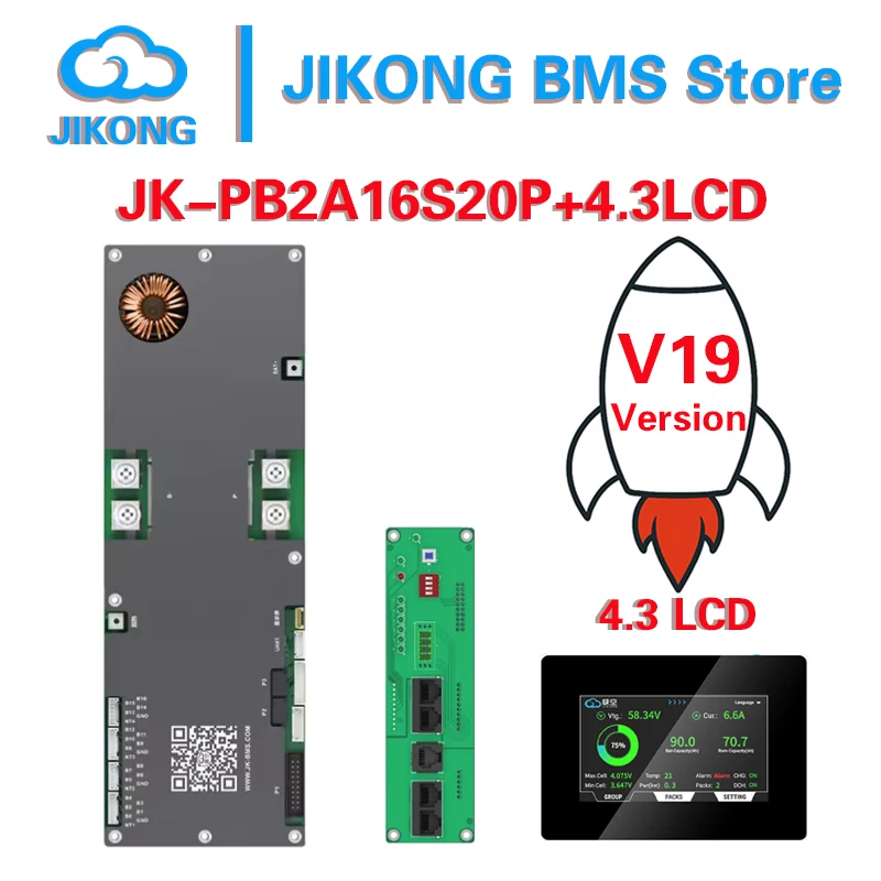 

JIKONG JKBMS V19 Inverter BMS JK-PB2A16S20P 8S/16S 24V/48V 200A lifepo4 baterry Home Energy Storage bms Smart Active Balance 2A
