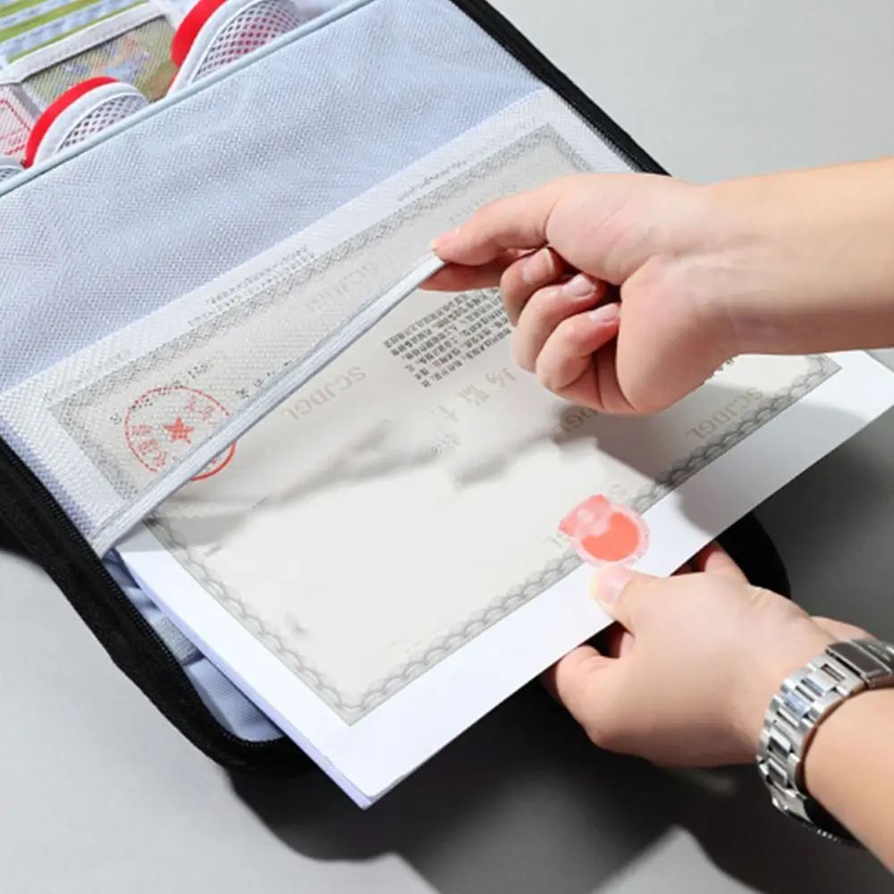 Borsa per bagagli da viaggio portatile di grande capacità Pratico organizzatore di stoccaggio di timbri Cartella di file di documenti A4 semplice a 3 colori