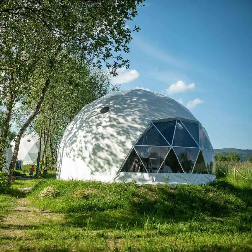 Luxury 6m Geodesic Dome Tent Waterproof PVC Glamping Igloo House With Panoramic Window 4 Season Outdoor Prefab Shelter
