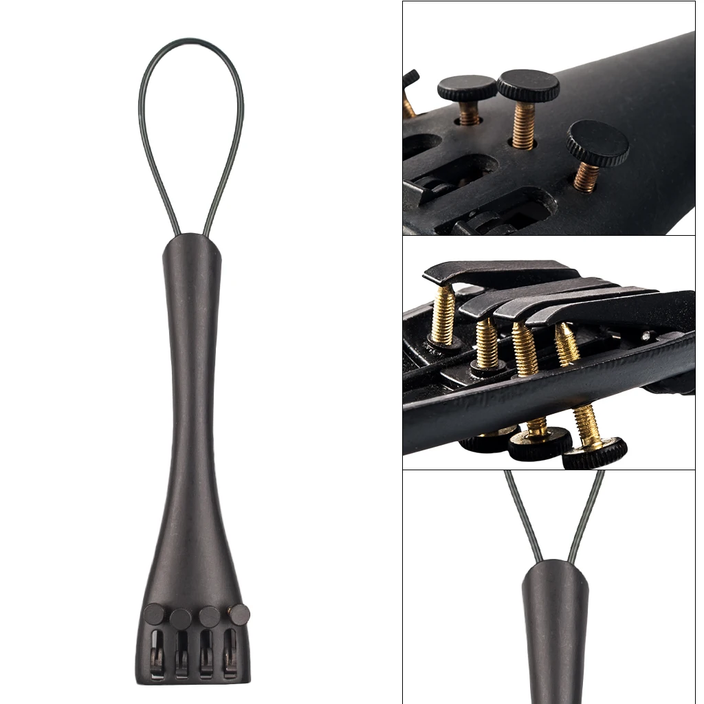 4/4 Cello Accessories Full Size Cello Aluminum Alloy Tailpiece with Four Fine Tuners and Tail Gut Cord Set