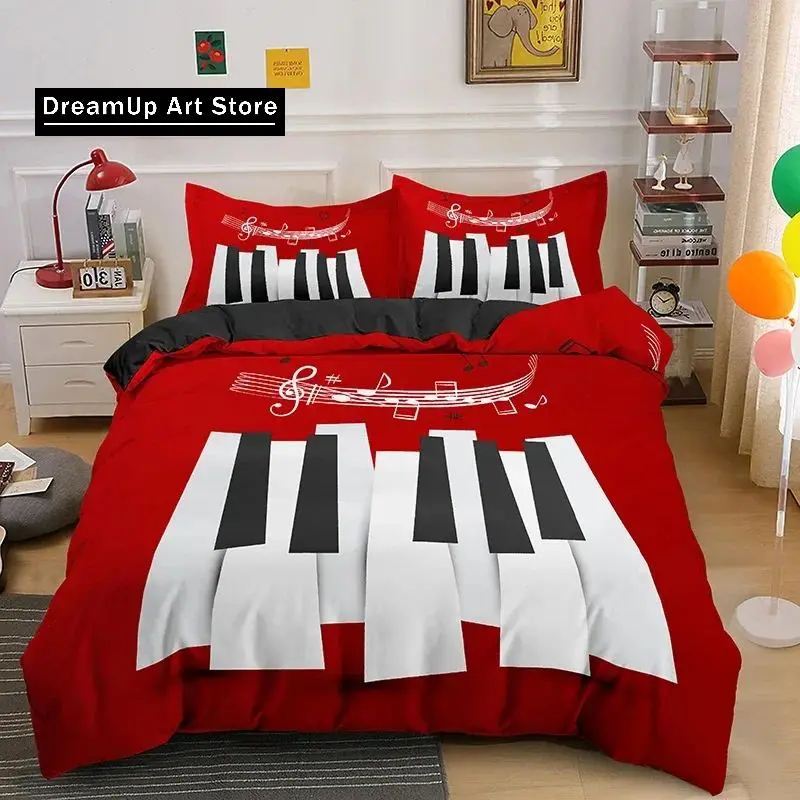 3D Print Piano Keys Cartoon Musical Notes Bedding Set Boys Girls Twin Queen Full Size Duvet Cover Pillowcase Bed Adult Bedroom