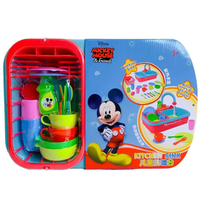 

Disney Mickey mouse Kitchen Cooking Electric dishwasher kitchen sink water tap wash dishes game toy Play house Interactive Toy