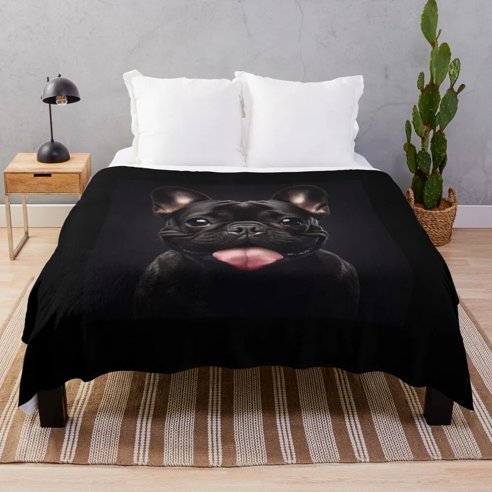 

French Bull dog Portrait 2 Throw Blanket Blankets Sofas Of Decoration Flannels Sofas Blankets