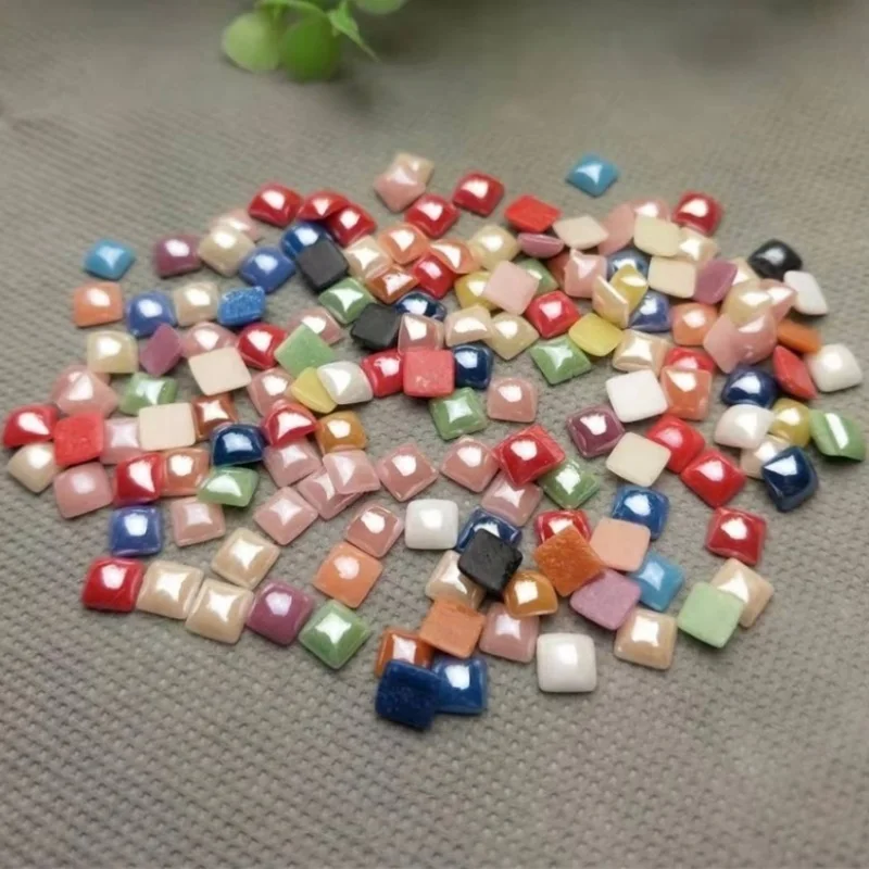 Mixed Colors Flat Back Beads Square Glass Half Cabochon 4mm 6mm 8mm 10mm For Crafts Scrapbooking DIY Nail Art Decoration Garment