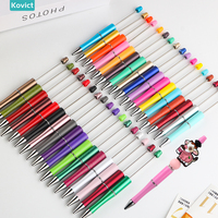10pcs/Lot Black Ink Plastic Pen Ballpoint Pens Beadable DIY Jewelry Personalized Gifts School Office Writing Signature Pen