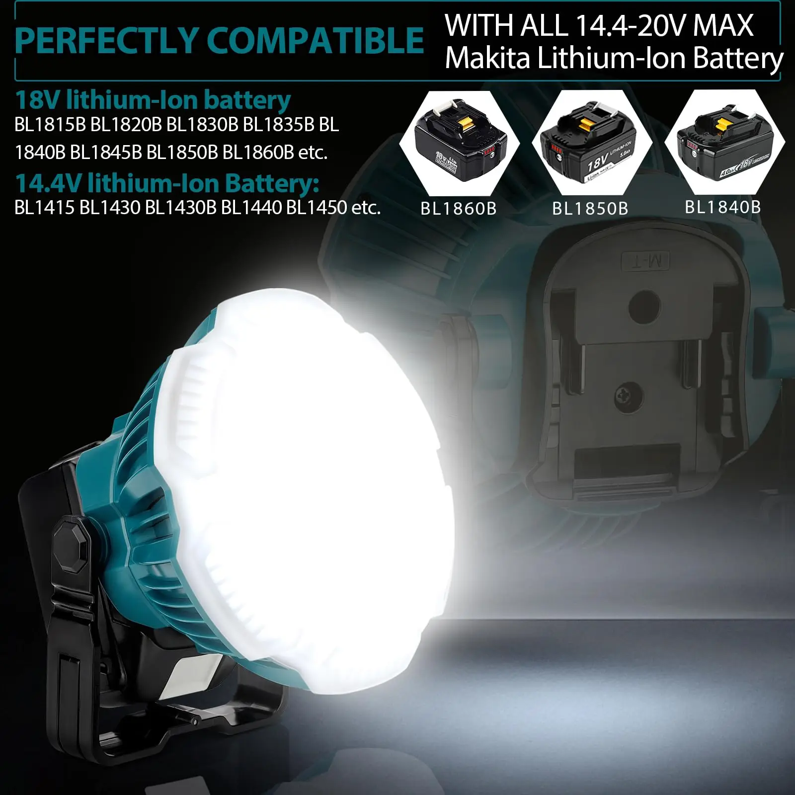 24W LED Work Light 2400LM LED Camping Lantern for Makita 18V LXT Lithium Battery for Car Repairing Camping Emergency Hurricane