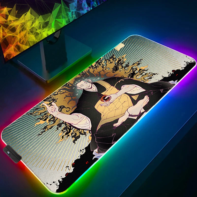 RGB Mouse Pad jujutsu Kaisen Geto Backlight Gaming Accessories Computer Speed Mini Pc Gamer Keyboard LED Desk Mat XXL Mousepad
