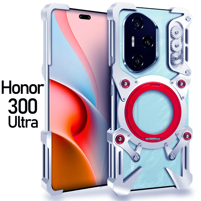 

Aluminum Frameless Case For Honor 300 Ultra Honor 200 Pro Rotating Bracket Shell Metal Rimless Shockproof Cover