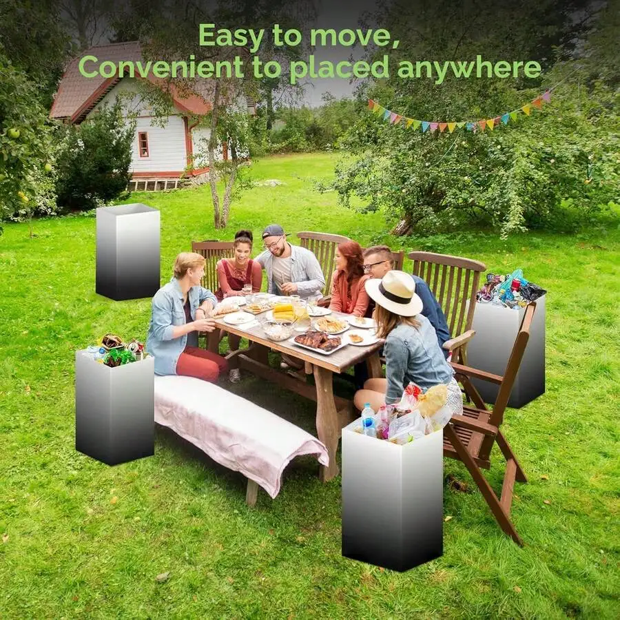 

4 Pack Extra Large Portable Trash Cans 13 Gallon Reusable Cardboard Garbage Bins White