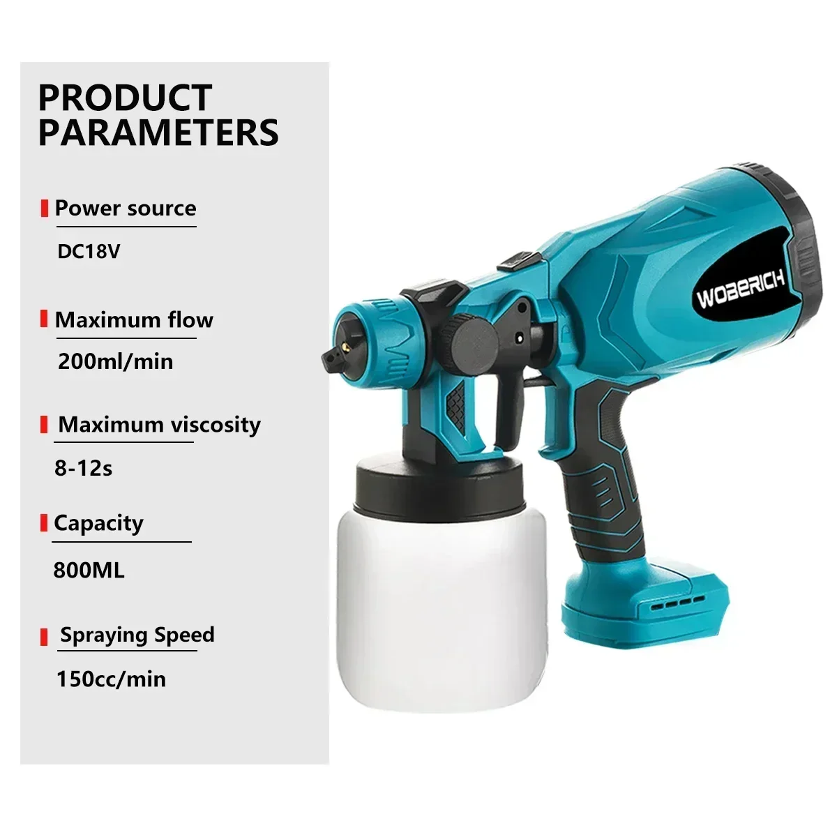 Cordless Electric Paint Spray Gun Portable Household Disinfection Sterilization For Makita 18V Battery by WOBERICH