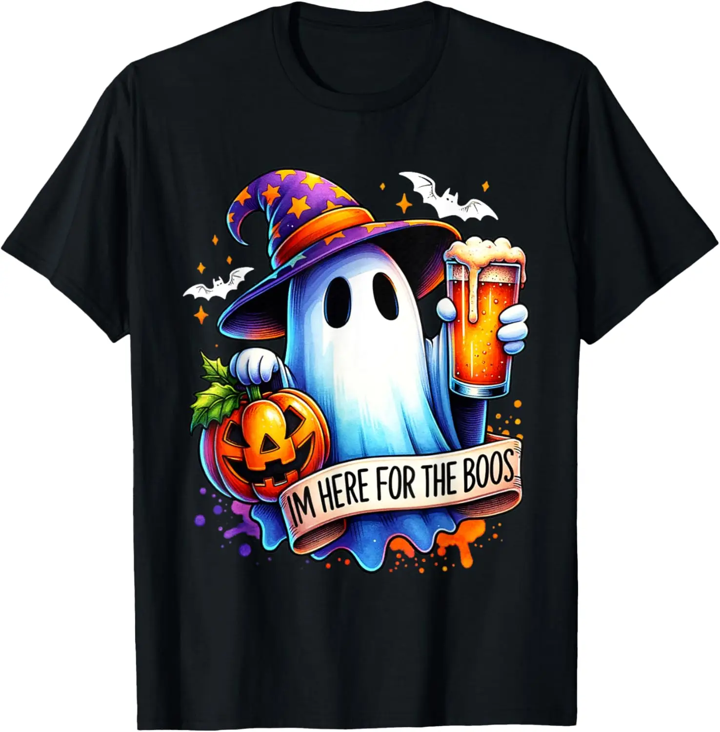 I'm Just Here For The Boos Funny Halloween Men Women Ghost T-Shirt