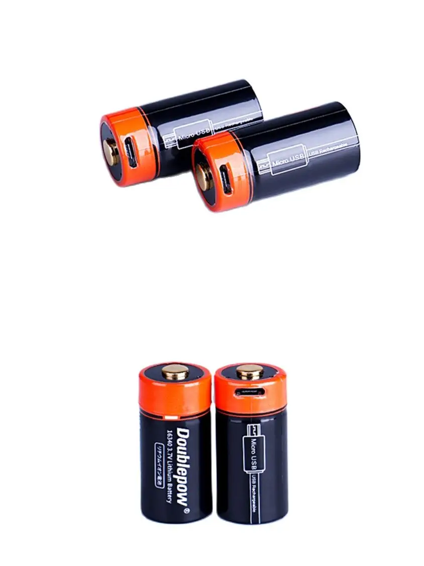 2 Cái/lốc USB 3.7V 16340 Pin Sạc Dung Lượng Lớn 650MAh CR123A Lithium Pin Nhanh Sạc Thông Qua Cổng USB Sạc dây Cáp
