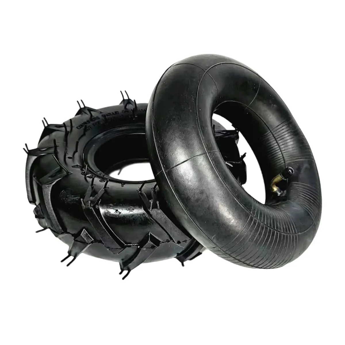 Lawn Mower Tire 4.10/3.50-4 with Inner Tube Curved Nozzle Lawn Mower Tire Rubber