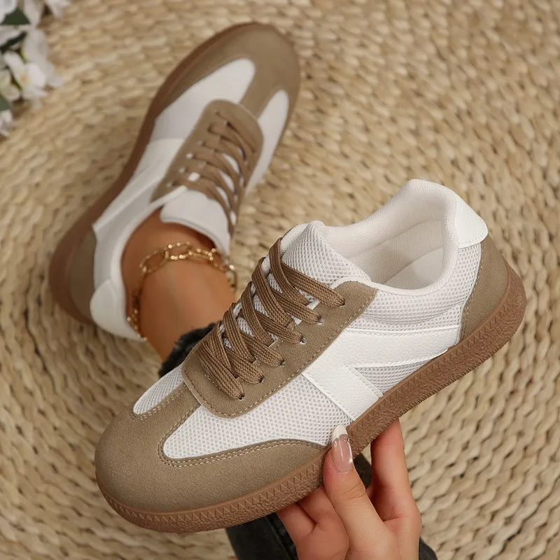 Women's Comfortable Color Blocking Mid Heel Sneakers Women Anti Slip Fashion Shallow Mouth Vulcanized Shoes Spring and Autumn