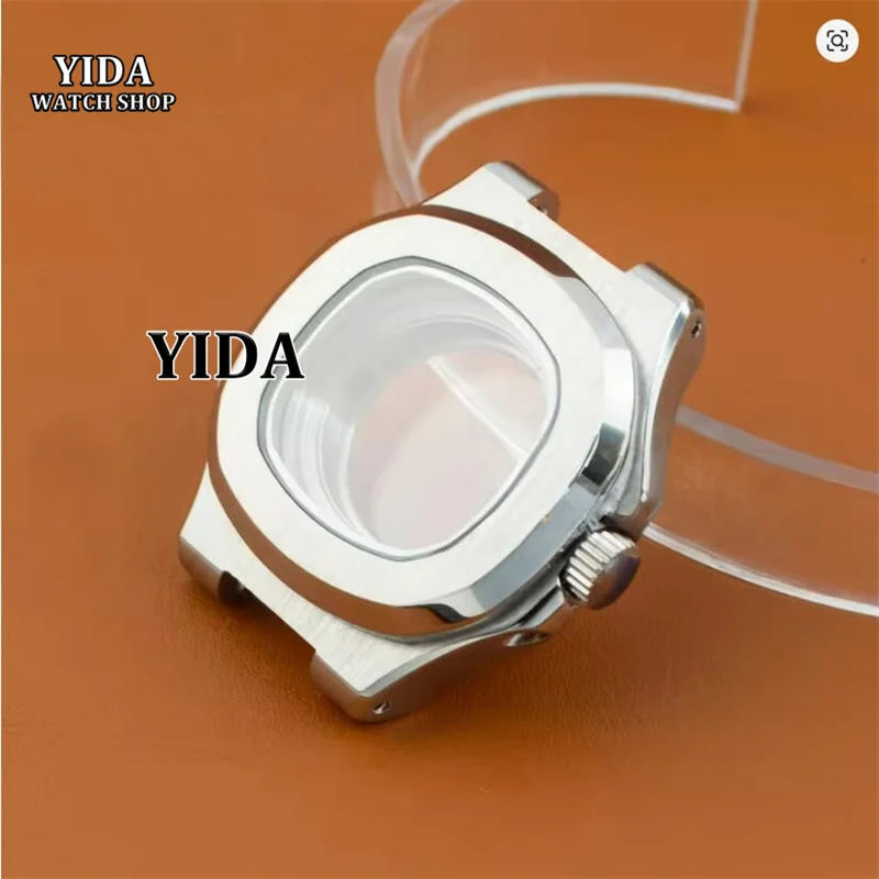 

35mm Lady's Sapphire Crystal Silver 316L Stainless Steel Watch Case Bracelet For Nautilus NH05 NH06 Movement Women Watch Parts